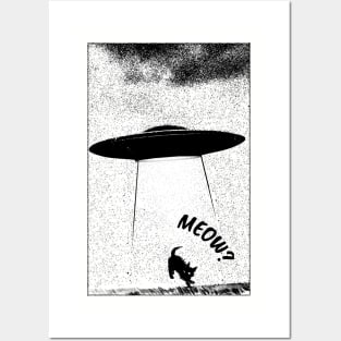 UFO kidnaps a cat Posters and Art